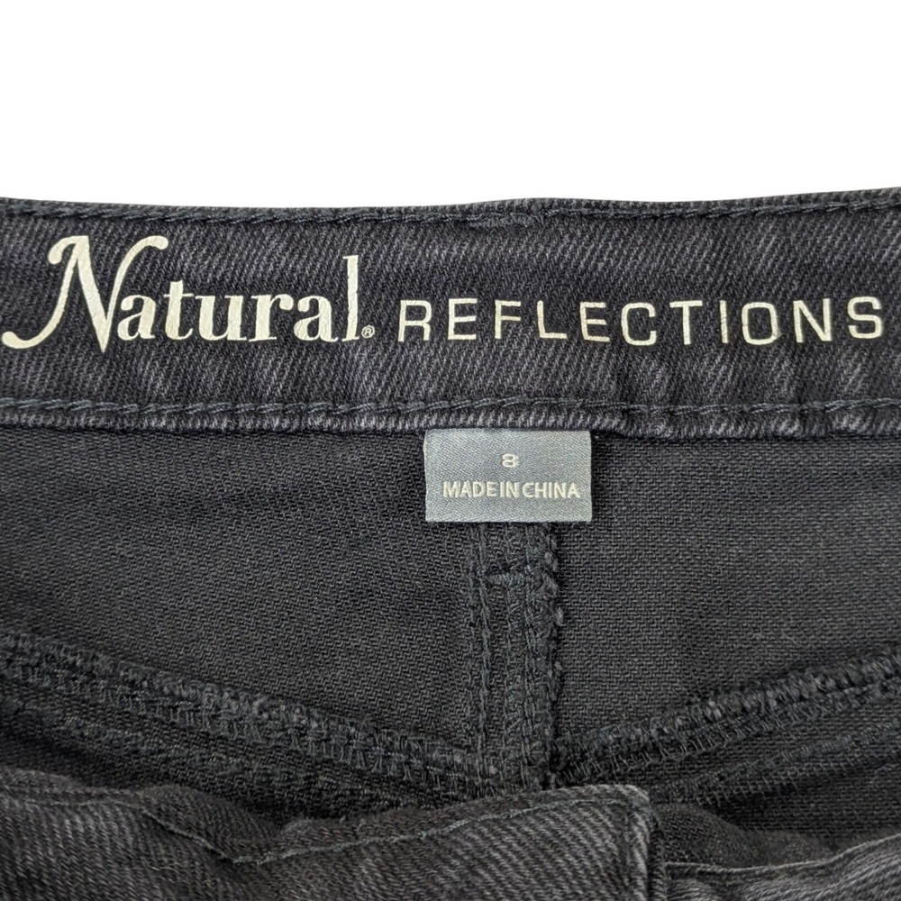 Natural Reflections Denim Shorts 8 Black Raw Hem Vintage Stretch - Picture 3 of 12
